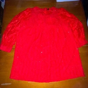 SHEIN curve red top lace XL